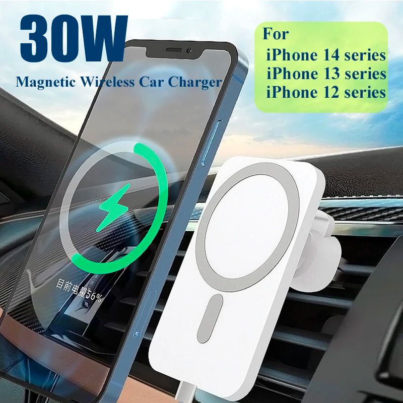 Chargeur sans fil magnétique pour voiture, support de téléphone pour iPhone 14 13 Pro Max 12, accessoires de téléphone, charge rapide 30W, adaptateur à induction